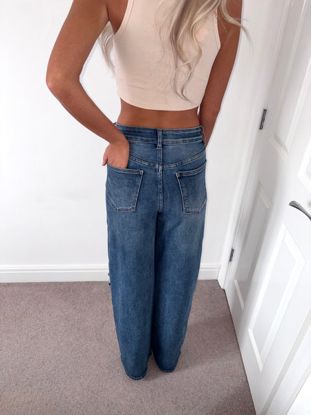 Denim Blue Straight Leg Jeans