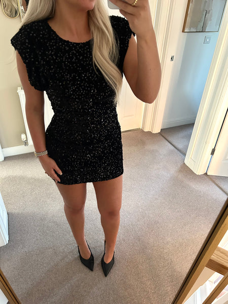 Black Sequin Mini Dress