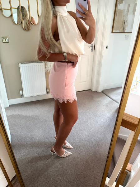 Pink Lace Mini Skirt