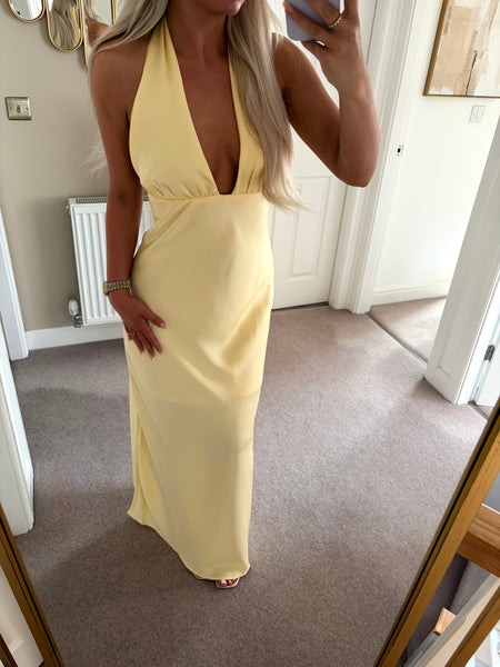 Yellow Satin Long Maxi Dress