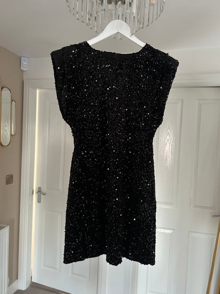Black Sequin Mini Dress