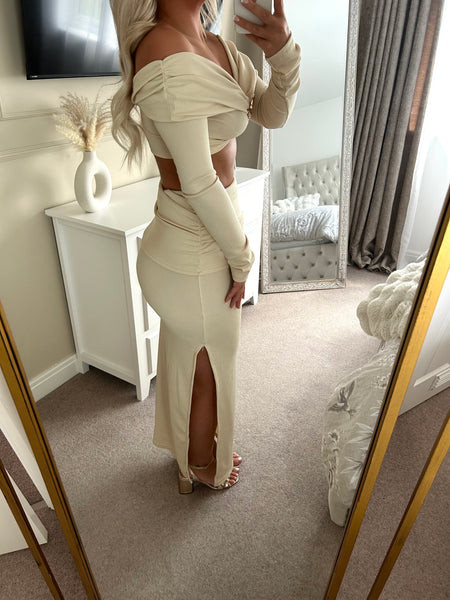 Beige Starfish Buckle Bardot Top & Maxi Skirt (PRE ORDER DISPATCH 3RD MAY)