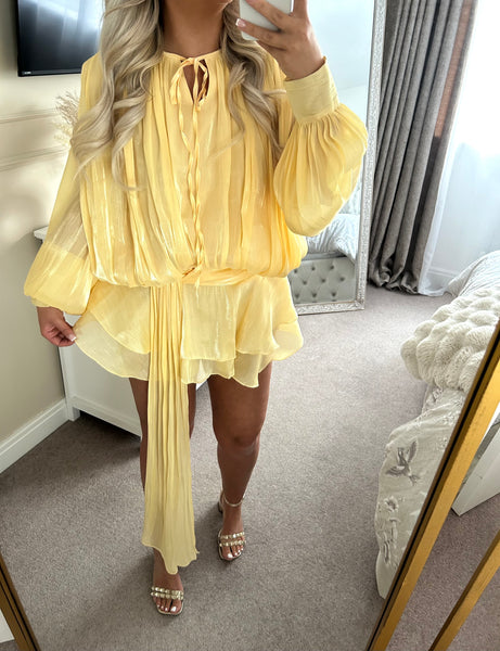 Yellow Long Oversized Blouse & Matching Shorts