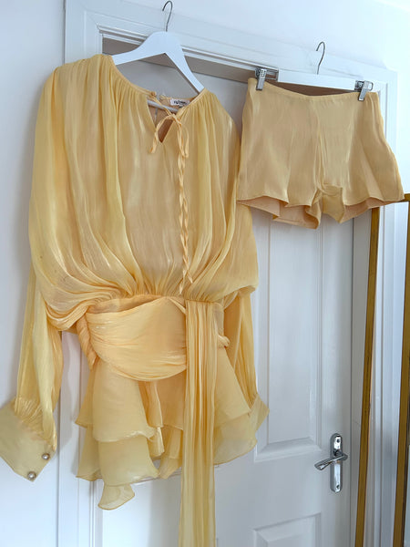 Yellow Long Oversized Blouse & Matching Shorts