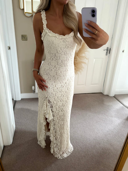 Cream Ruffle Maxi Dress