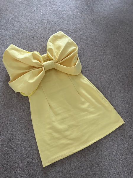 Yellow Bow Mini Dress