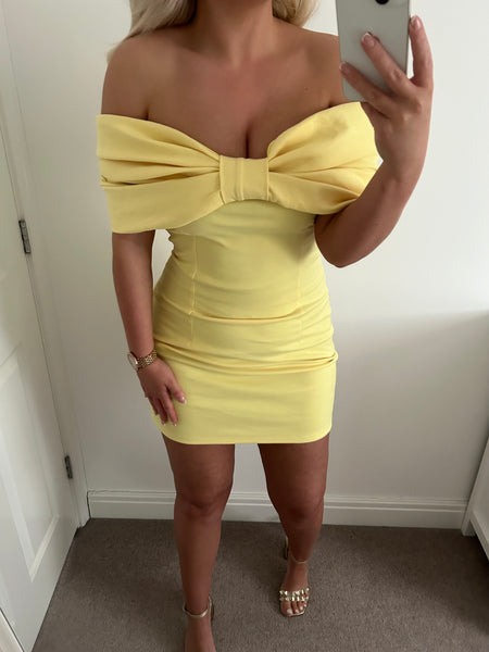 Yellow Bow Mini Dress